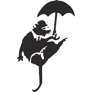 Sticker Banksy Umbrella Rat