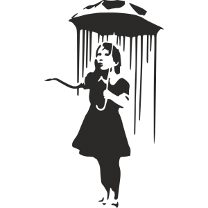 Sticker Banksy Rain Umbrella Girl