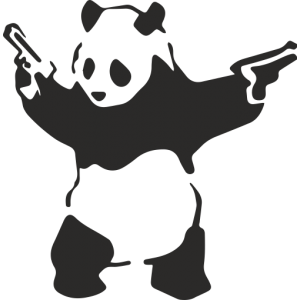 Sticker Banksy Panda With Guns