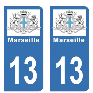 13 blason Marseille - Autocollant pour Plaque Immatriculation