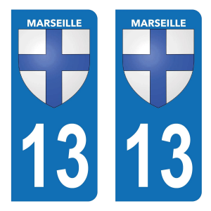 13 Blason Marseille - Autocollant pour Plaque Immatriculation