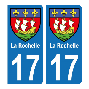 17 Blason La Rochelle - Autocollant pour Plaque Immatriculation