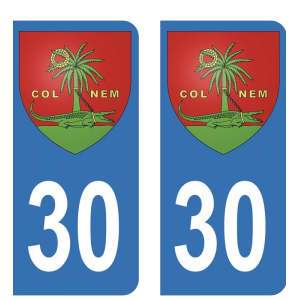 30 blason Nîmes - Autocollant pour Plaque Immatriculation