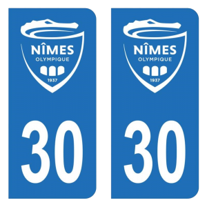 30 Club Nîmes Foot - Autocollant pour Plaque Immatriculation