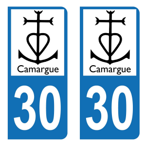 30 Logo Camargue - Autocollant pour Plaque Immatriculation