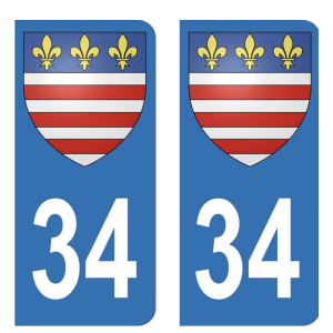 34 blason Béziers - Autocollant pour Plaque Immatriculation