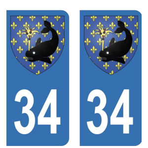 34 blason Sète - Autocollant pour Plaque Immatriculation