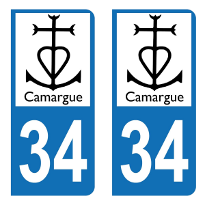 34 Logo Camargue - Autocollant pour Plaque Immatriculation