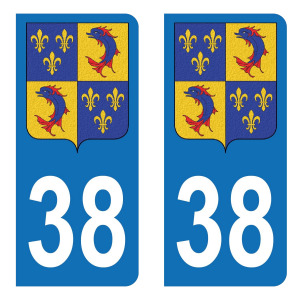 38 Blason du Dauphiné - Autocollant pour Plaque Immatriculation