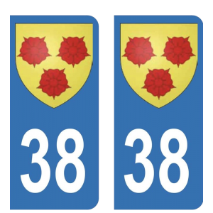 38 blason Grenoble - Autocollant pour Plaque Immatriculation