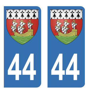 44 blason Nantes - Autocollant pour Plaque Immatriculation