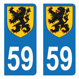 59 Blason des Flandres - Autocollant pour Plaque Immatriculation