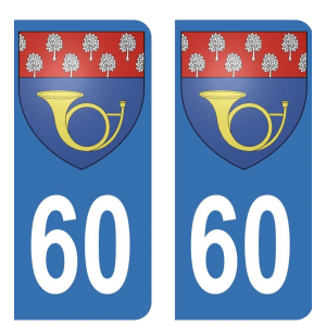 60 blason Chantilly - Autocollant pour Plaque Immatriculation