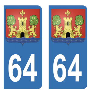 64 blason Bayonne - Autocollant pour Plaque Immatriculation