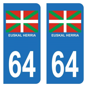 64 Euskal Herria Pays Basque - Autocollant pour Plaque Immatriculation