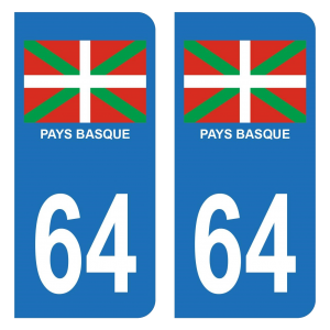 64 Pays Basque - Autocollant pour Plaque Immatriculation