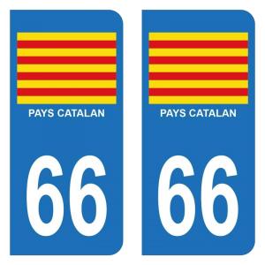 66 Drapeau Catalan - Autocollant pour Plaque Immatriculation