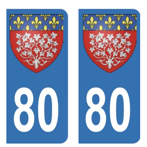 80 blason Amiens - Autocollant pour Plaque Immatriculation