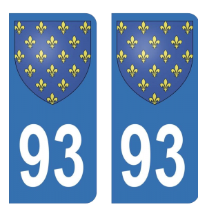 93 blason St Denis - Autocollant pour Plaque Immatriculation