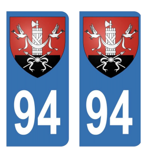 94 blason Villejuif - Autocollant pour Plaque Immatriculation