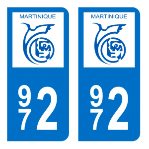 972 Martinique - Autocollant pour Plaque Immatriculation