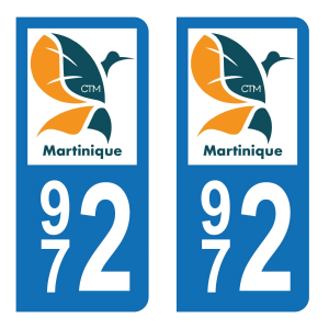 972 Martinique - Autocollant pour Plaque Immatriculation