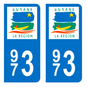 973 Guyane - Autocollant pour Plaque Immatriculation