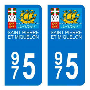 975 Saint Pierre et Miquelon - Autocollant pour Plaque Immatriculation