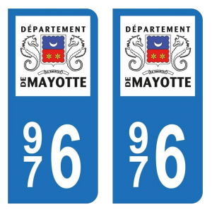 976 Mayotte - Autocollant pour Plaque Immatriculation