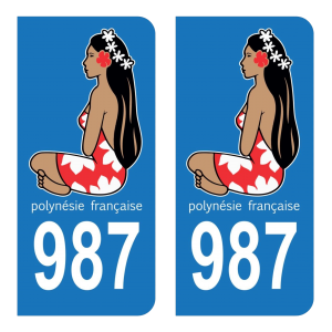 987 Polynésie Française - Autocollant pour Plaque Immatriculation