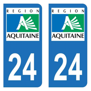 Ancienne Région 24 - Autocollant pour Plaque Immatriculation