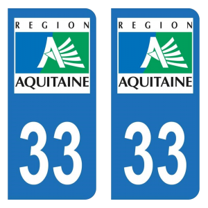 Ancienne Région 33 - Autocollant pour Plaque Immatriculation