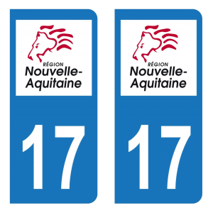 Département 17 - Autocollant pour Plaque Immatriculation