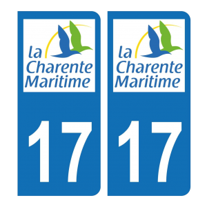 Département 17 Charente Maritime - Autocollant pour Plaque Immatriculation