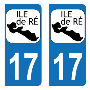 Département 17 Île de Ré - Autocollant pour Plaque Immatriculation