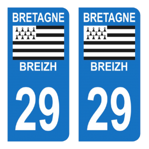 Département 29 Breizh - Autocollant pour Plaque Immatriculation