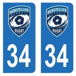 Département 34 Montpellier Rugby - Autocollant pour Plaque Immatriculation