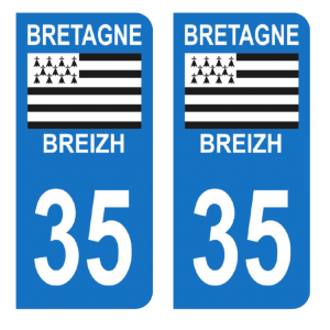 Département 35 Breizh - Autocollant pour Plaque Immatriculation