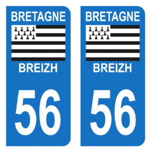 Département 56 Breizh - Autocollant pour Plaque Immatriculation