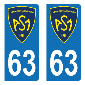 Département 63 ASM Clermont Auvergne Rugby - Autocollant pour Plaque Immatriculation