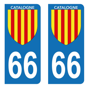 Département 66 Catalogne - Autocollant pour Plaque Immatriculation