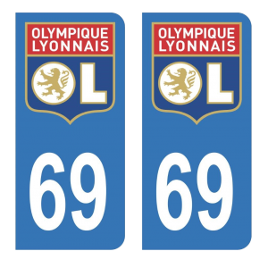 Département 69 OL Lyon - Autocollant pour Plaque Immatriculation