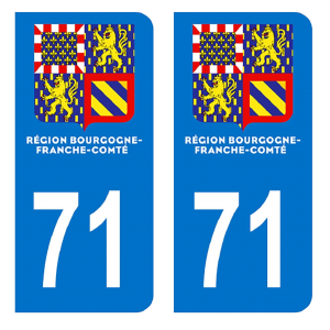 Département 71 Nouveau Modèle - Autocollant pour Plaque Immatriculation