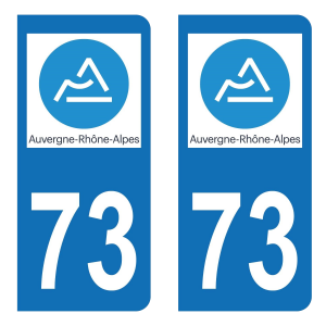 Département 73 Auvergne Rhône Alpes - Autocollant pour Plaque Immatriculation