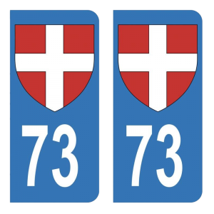 Département 73 Croix de Savoie - Autocollant pour Plaque Immatriculation