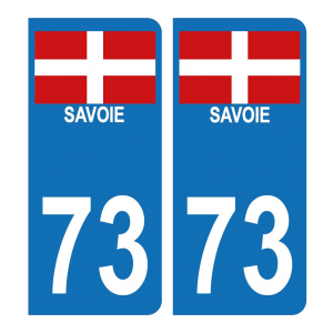 Département 73 Croix de Savoie - Autocollant pour Plaque Immatriculation