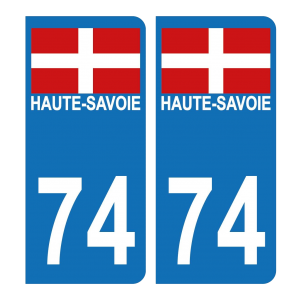 Département 74 Croix de Savoie - Autocollant pour Plaque Immatriculation