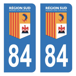 Département 84 Région SUD - Autocollant pour Plaque Immatriculation