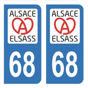 Elsass 68 - Autocollant pour Plaque Immatriculation