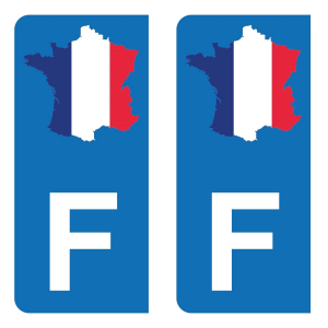 F Carte de France - Autocollant pour Plaque Immatriculation